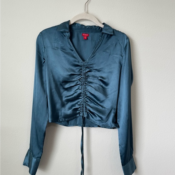 Guess Long Sleeve Satin Blouse (Small) - Picture 3 of 4